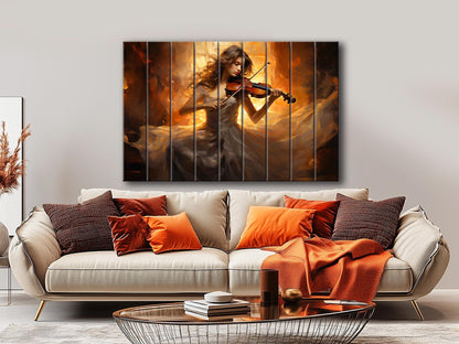 Wood Wall Art - Abstract Violinist Print on Smooth Linden Wood | Musician Gift