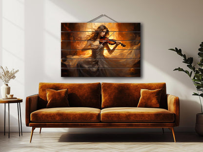 Wood Wall Art - Abstract Violinist Print on Smooth Linden Wood | Musician Gift