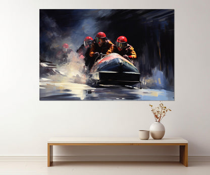Abstract Bobsleigh Wall Art – Framed Canvas Print | Modern Sports Artwork