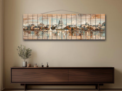 Washington D.C. Wood Print – Rustic Washington Skyline Art on Natural Wood Panels