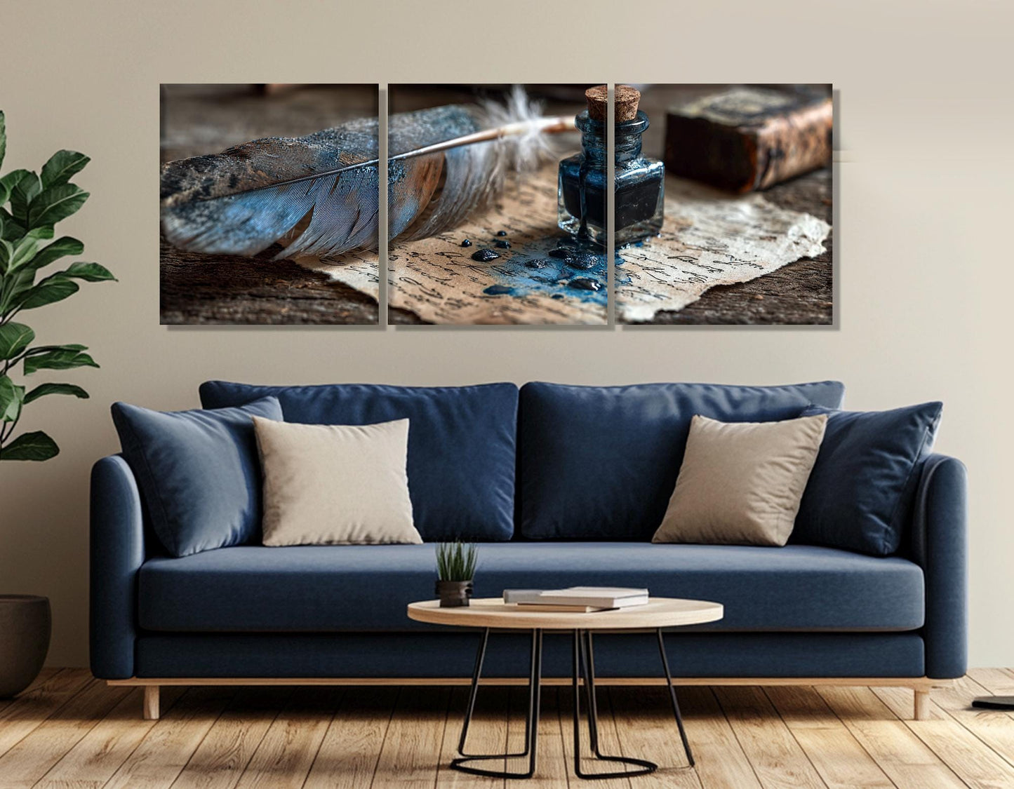 Scribe’s Quill and Inkpot Canvas Print, Writer Gift, Framed and Ready to Hang