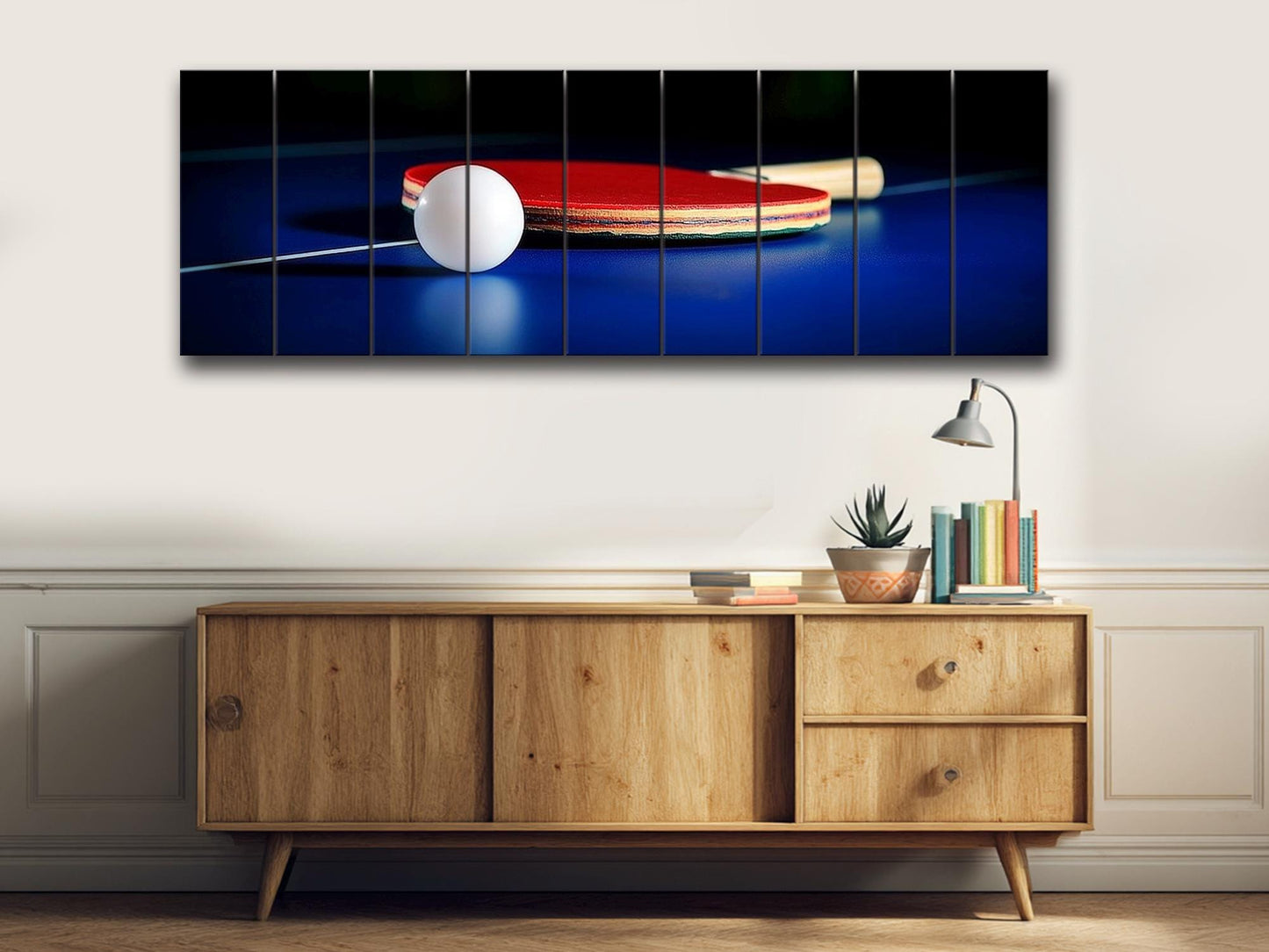 Table Tennis Wall Art – Natural Wood Print with Unique Wood Grain & UV Colors