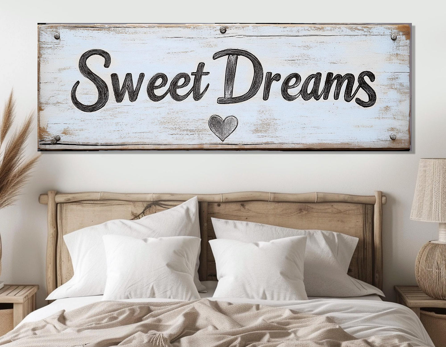 Sweet Dreams Canvas Print, Large Bedroom Sign, Bedroom Wall Decor, Framed and Ready to Hang