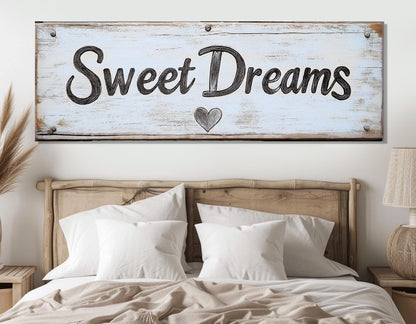Sweet Dreams Canvas Print, Large Bedroom Sign, Bedroom Wall Decor, Framed and Ready to Hang