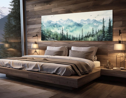 North Cascades Canvas Print – Misty Forest Painting | Framed Canvas, Ready to Hang