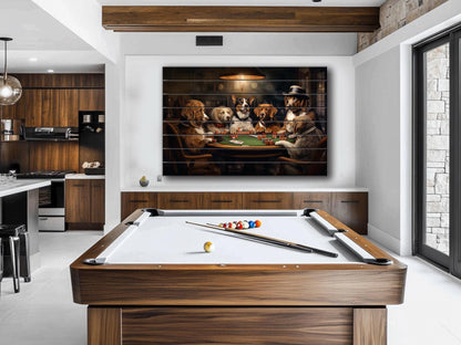 Dogs Playing Poker Painting | Rustic Wood Wall Art - Unique Poker Gift