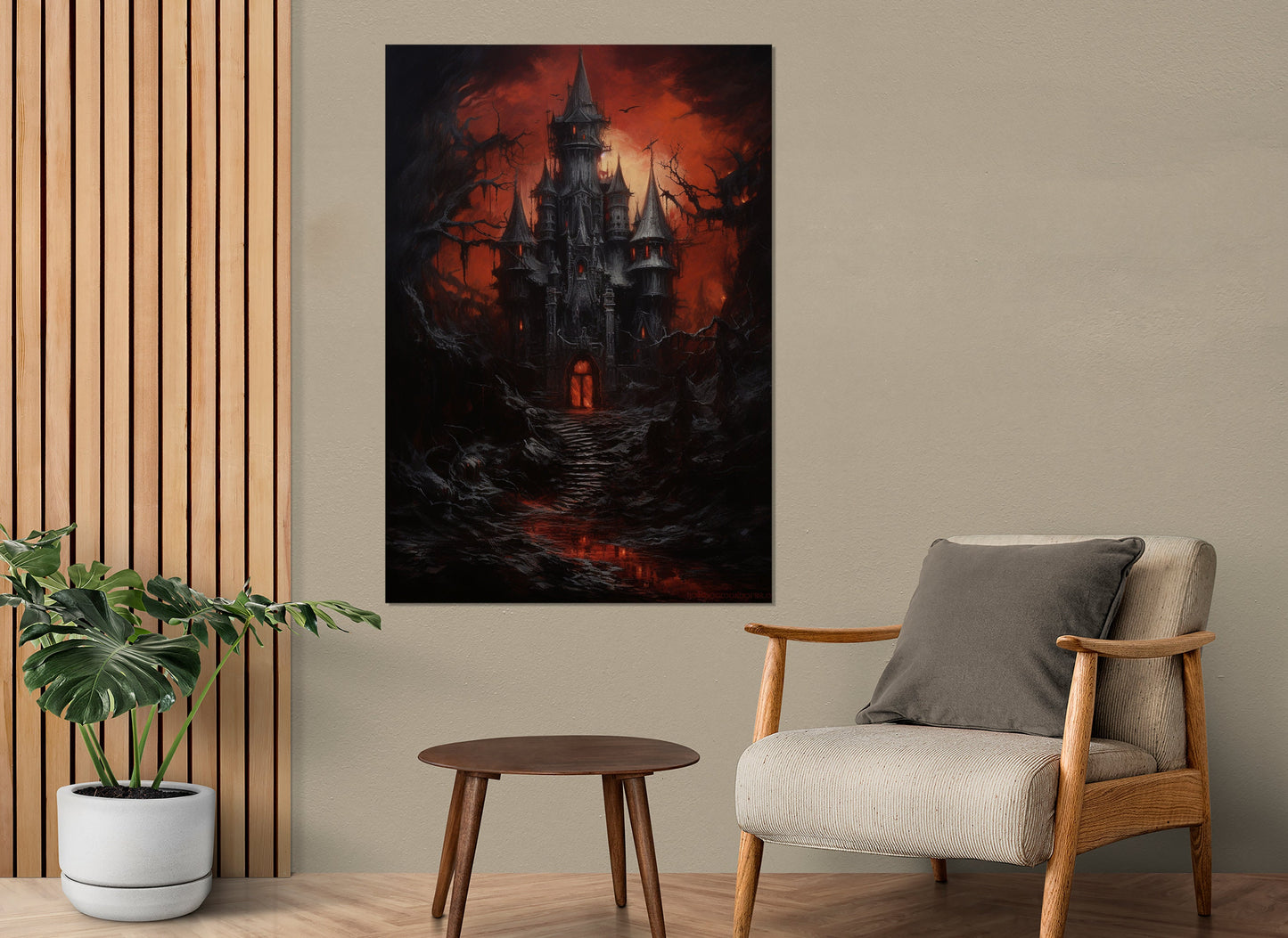 Gothic Canvas Print – Dracula Castle Art Framed Canvas with Floating Frame