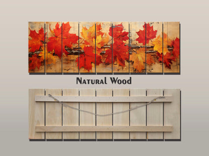 Wood Wall Art – Rustic Wooden Art Floral Panel with Autumn Tree Branch Print