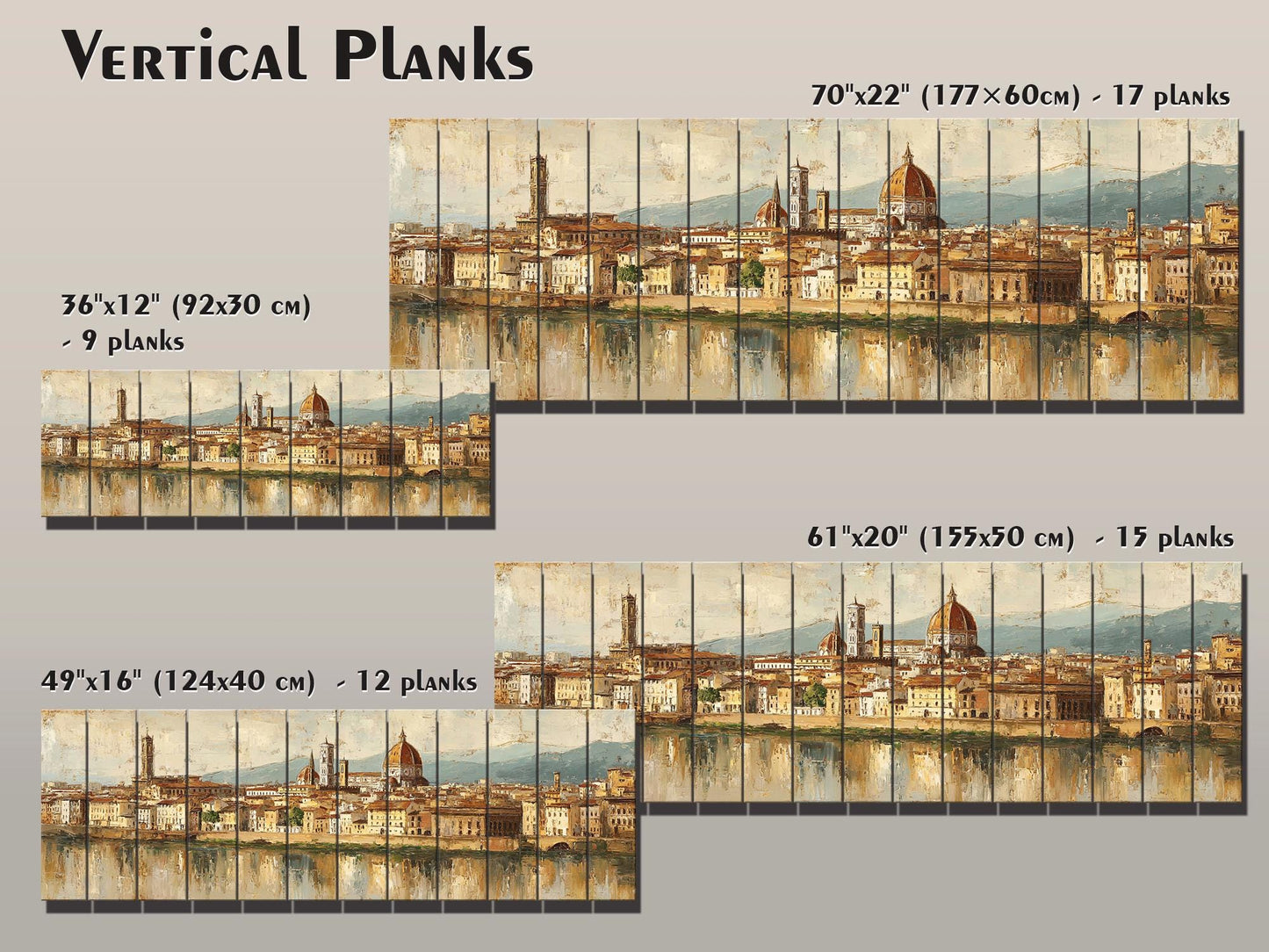 Florence Skyline Wood Print – Beige Wall Decor | Italian Cityscape Art On Wooden Hanging