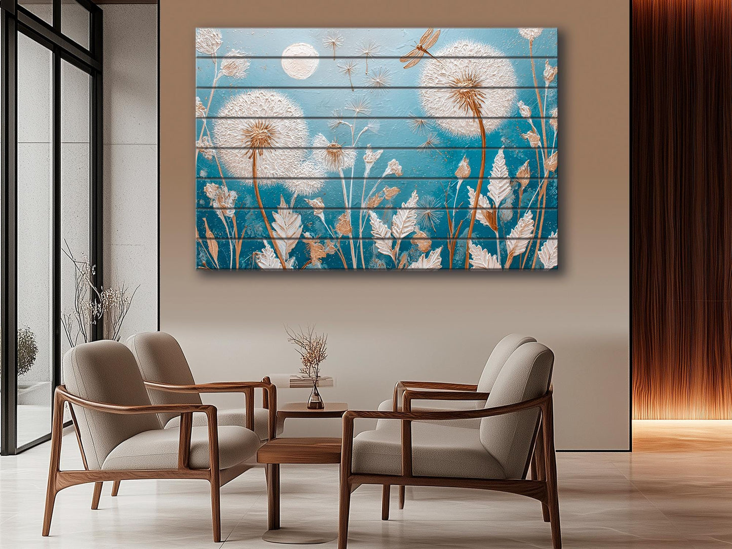 Dandelion Wall Art – Rustic Wood Print | Floral Wood Decor on Smooth Linden