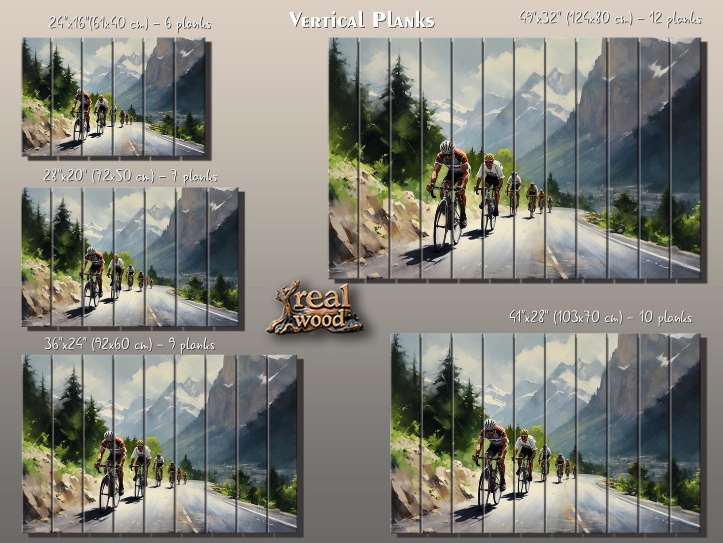 Cycling Wood Art – Abstract Velo Sport Painting on Natural Wood Wall Decor