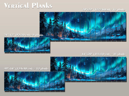 Northern Lights Wall Art – Aurora Borealis Wooden Print on Natural Wood Decor