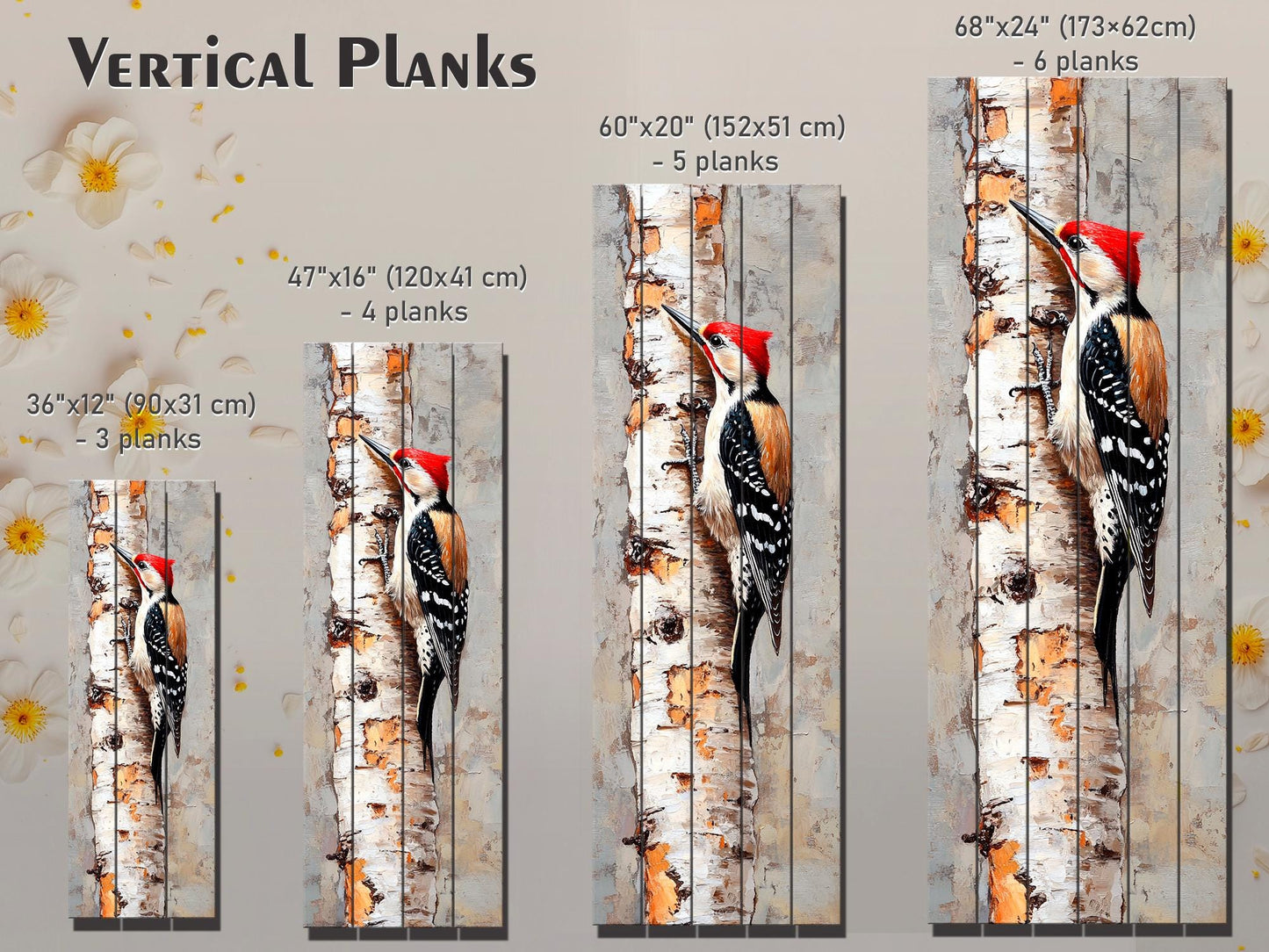 Wood Wall Art – Rustic Woodpecker Wall Hanging on Birch – Cozy Cabin Decor