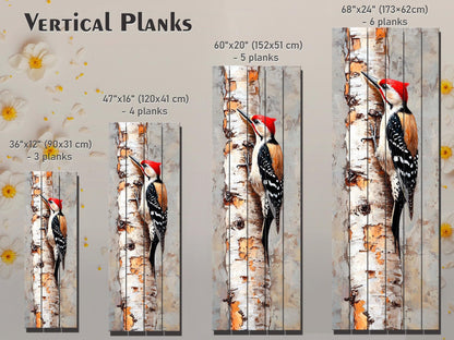 Wood Wall Art – Rustic Woodpecker Wall Hanging on Birch – Cozy Cabin Decor