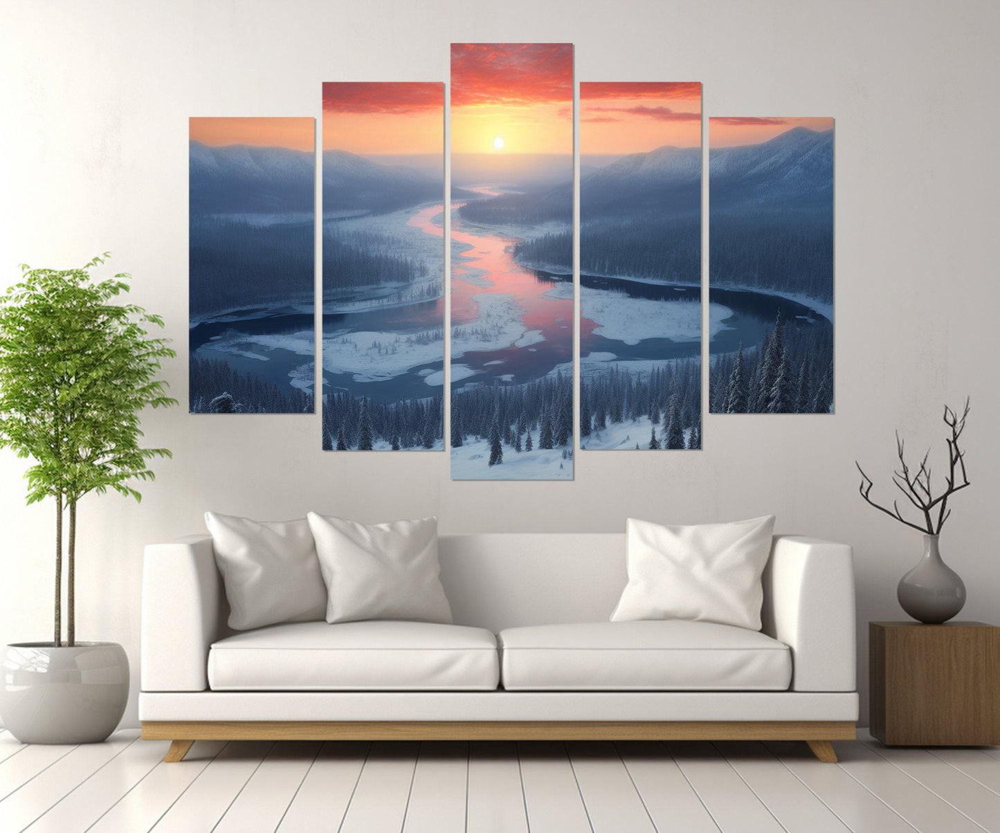 Yellowstone Park Canvas Print – Scenic Winter Yellowstone Sunset Art, Ready to Hang
