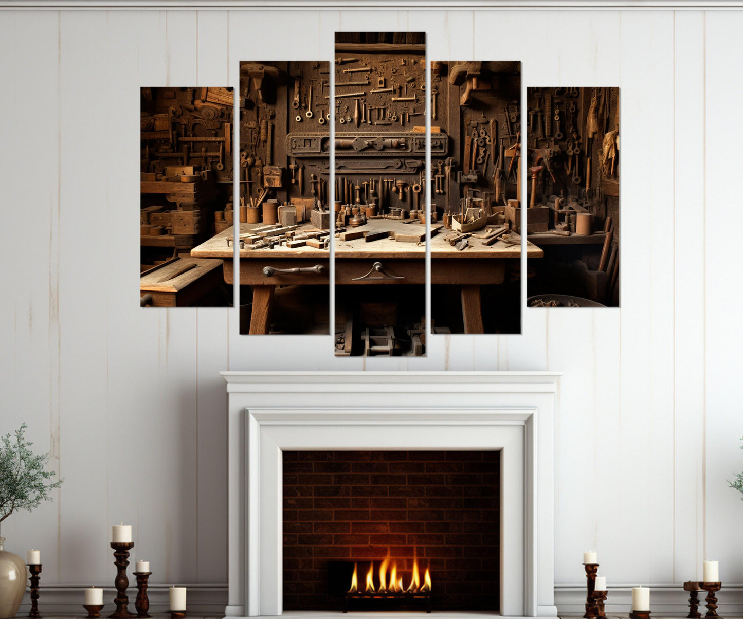 Woodworking Wall Art – Vintage Tools Print | Carpenter Gift | Framed Canvas Print