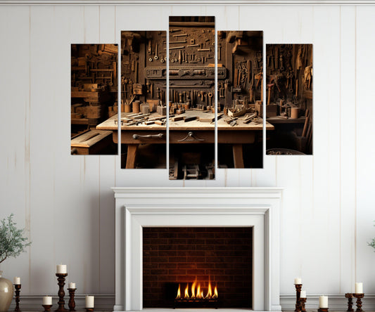 Woodworking Wall Art – Vintage Tools Print | Carpenter Gift | Framed Canvas Print