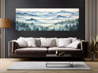 Misty Forest  Print On Natural Wood - Nature Wall Art