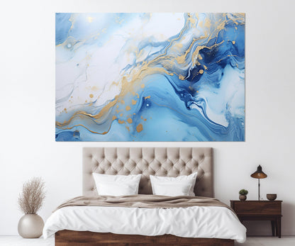 Blue Marble Canvas Abstract Wall Art – Modern Marble Canvas Print, Ready to Hang