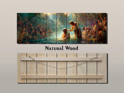 Baptism of Jesus Painting - Wood Wall Art | Jesus Baptism Print on Wood
