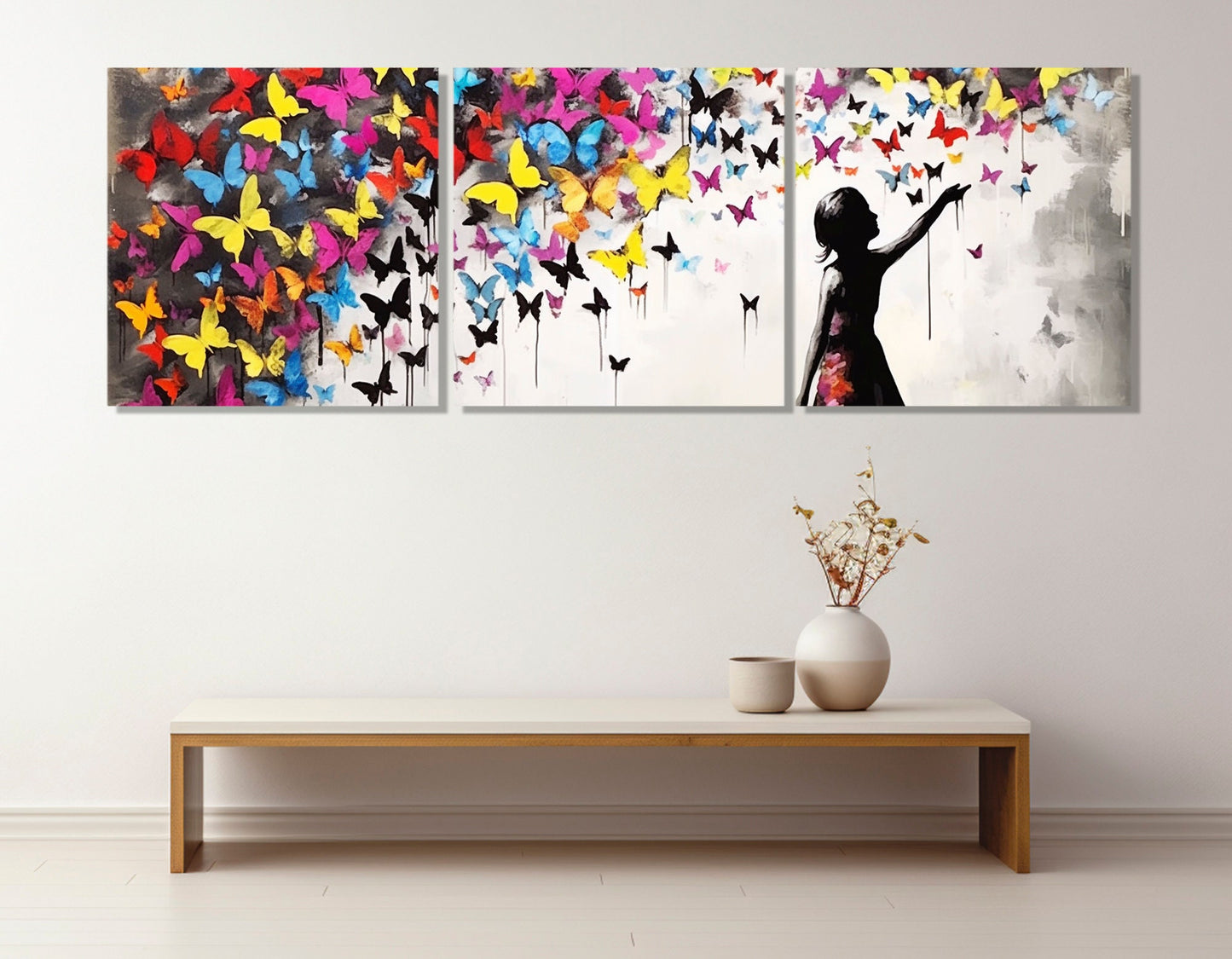Street Art Canvas Print, Banksy Style Wall Art, Graffiti Canvas Art, Butterfly Girl, Graffiti Street Art Painting, Framed and Ready to Hang