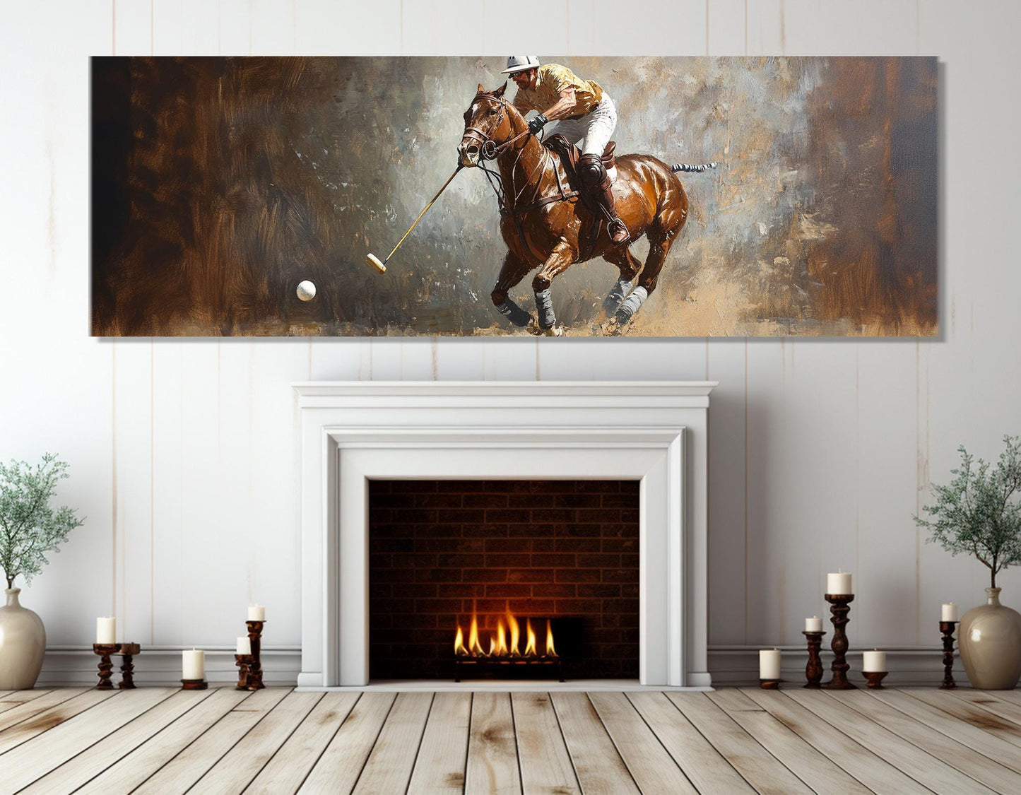 Polo Wall Art - Abstract Polo Print on Cotton Canvas, Framed & Ready to Hang