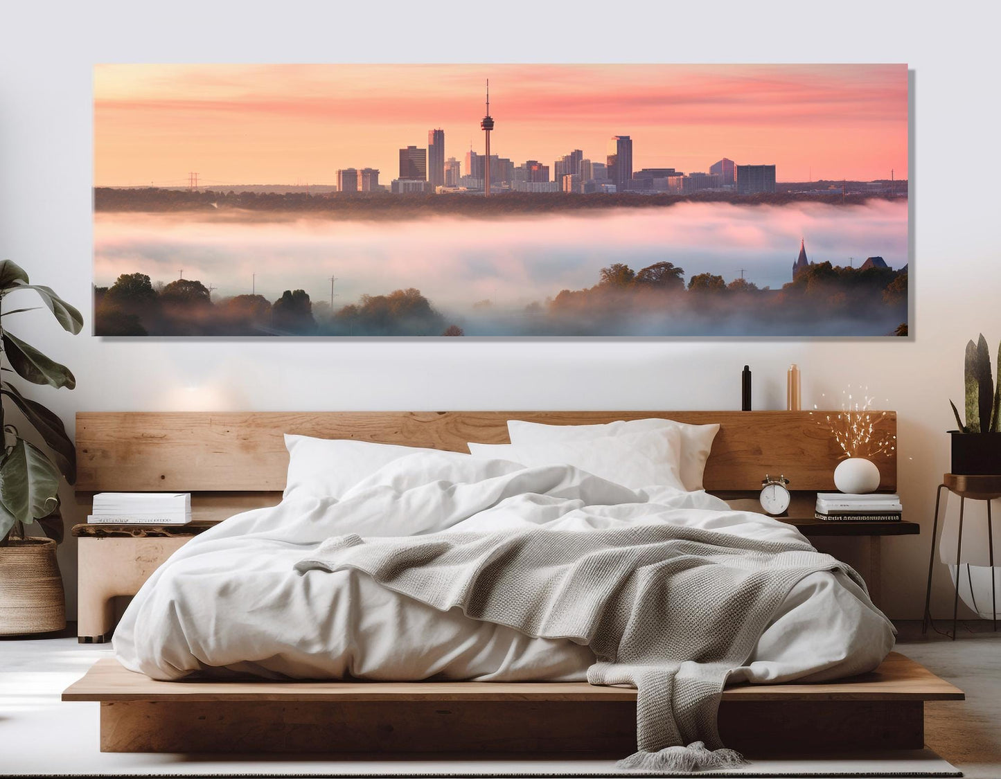 San Antonio Canvas Print – Large Sunset Painting | Abstract Cityscape Wall Art