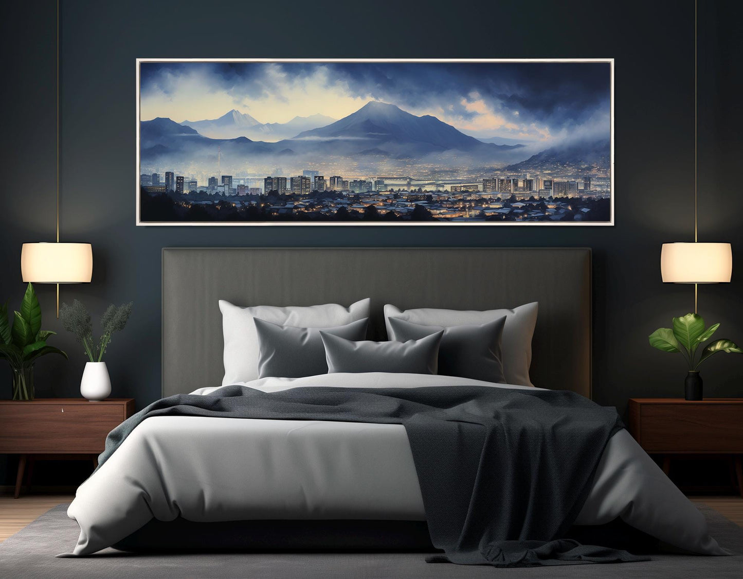 Misty Quito Canvas Print – Abstract Quito Skyline Painting | Framed & Ready to Hang
