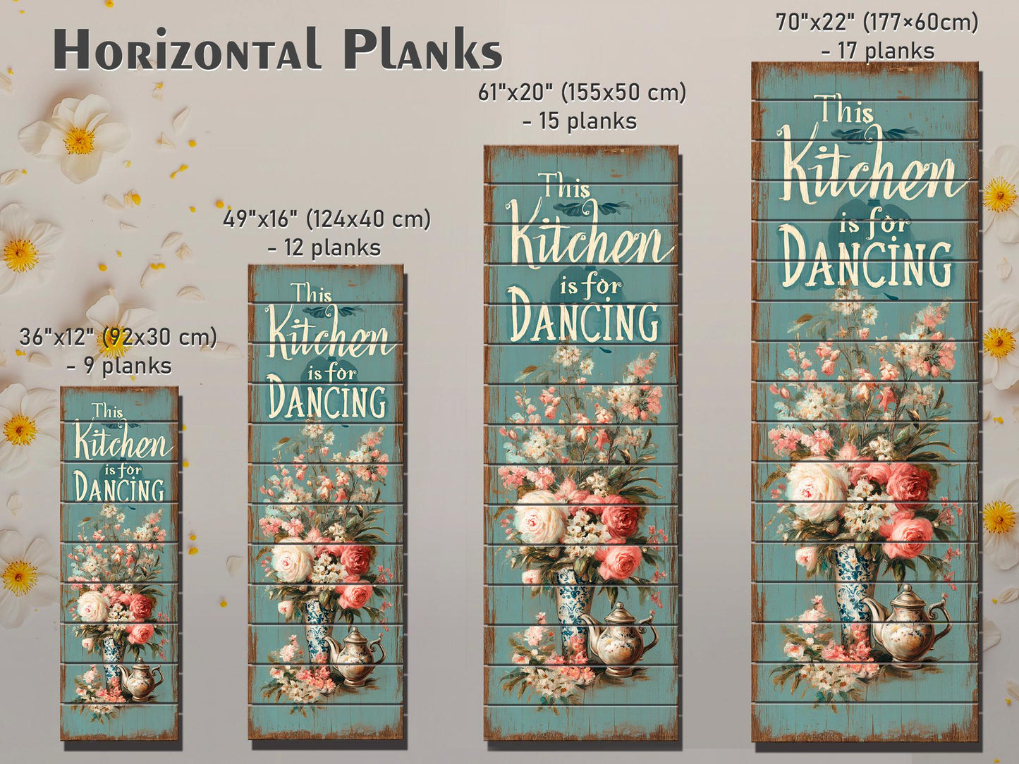 Rustic Wood Wall Art – Kitchen Dancing Sign on Natural Wood with Vintage Charm
