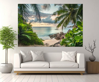 Tropical Canvas Print, Palm Trees Print, Tropical Wall Decor, Palms Painting, Tropical Wall Art, Green Wall Decor, Framed and Ready to Hang