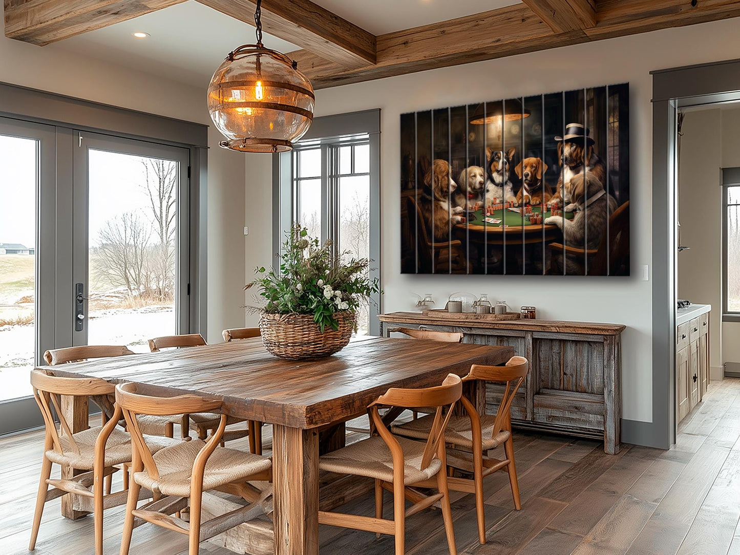 Dogs Playing Poker Painting | Rustic Wood Wall Art - Unique Poker Gift