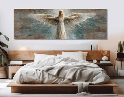 Angel Canvas Print – Rustic Christian Decor | Framed & Ready to Hang Wall Art