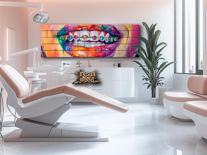 Wood Wall Art – Abstract Braces Painting | Orthodontist Wall Decor on Wood