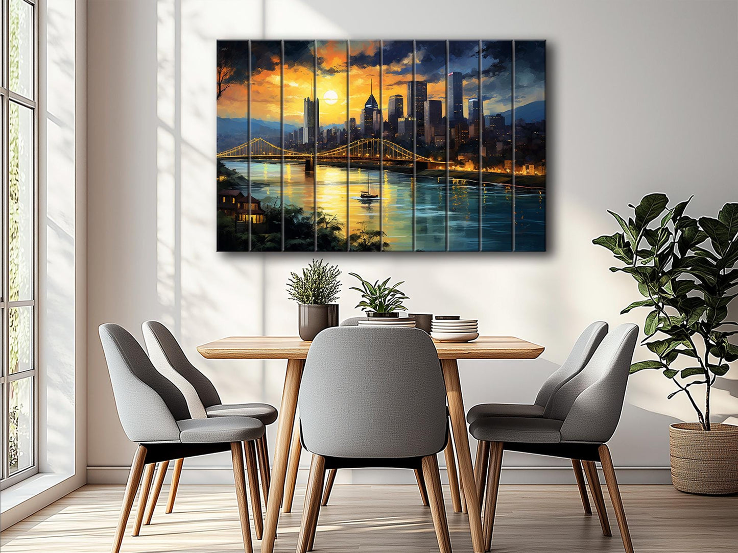 Pittsburgh Wall Art - Rustic Wood Wall Decor With Unique Grain & Fade Resistant Print
