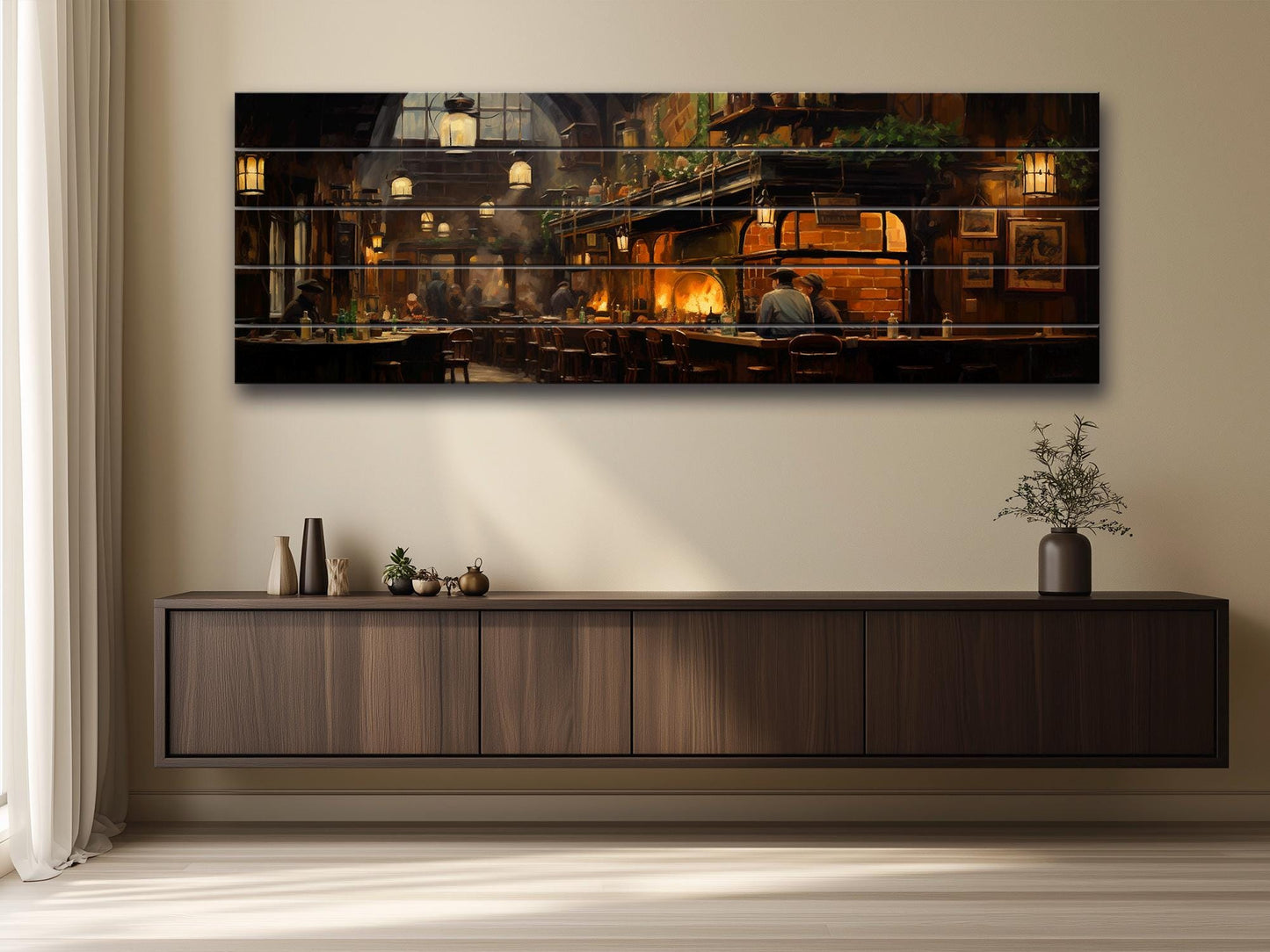 Irish Pub Wall Art – Rustic Wood Plank Artwork | Vintage Pub Print on Wood