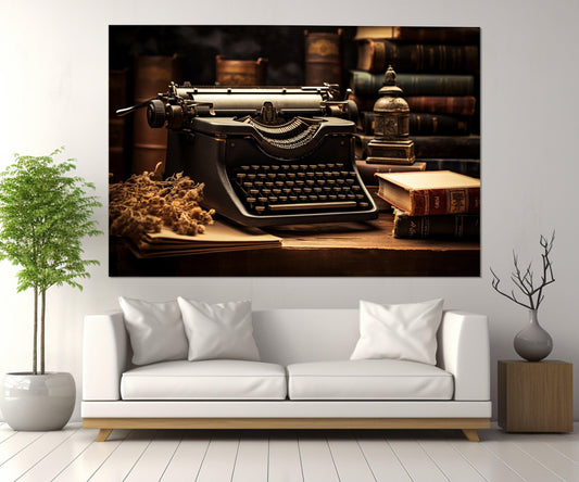 Vintage Typewriter Canvas - Framed Cotton Print | Ready to Hang Writer Gift