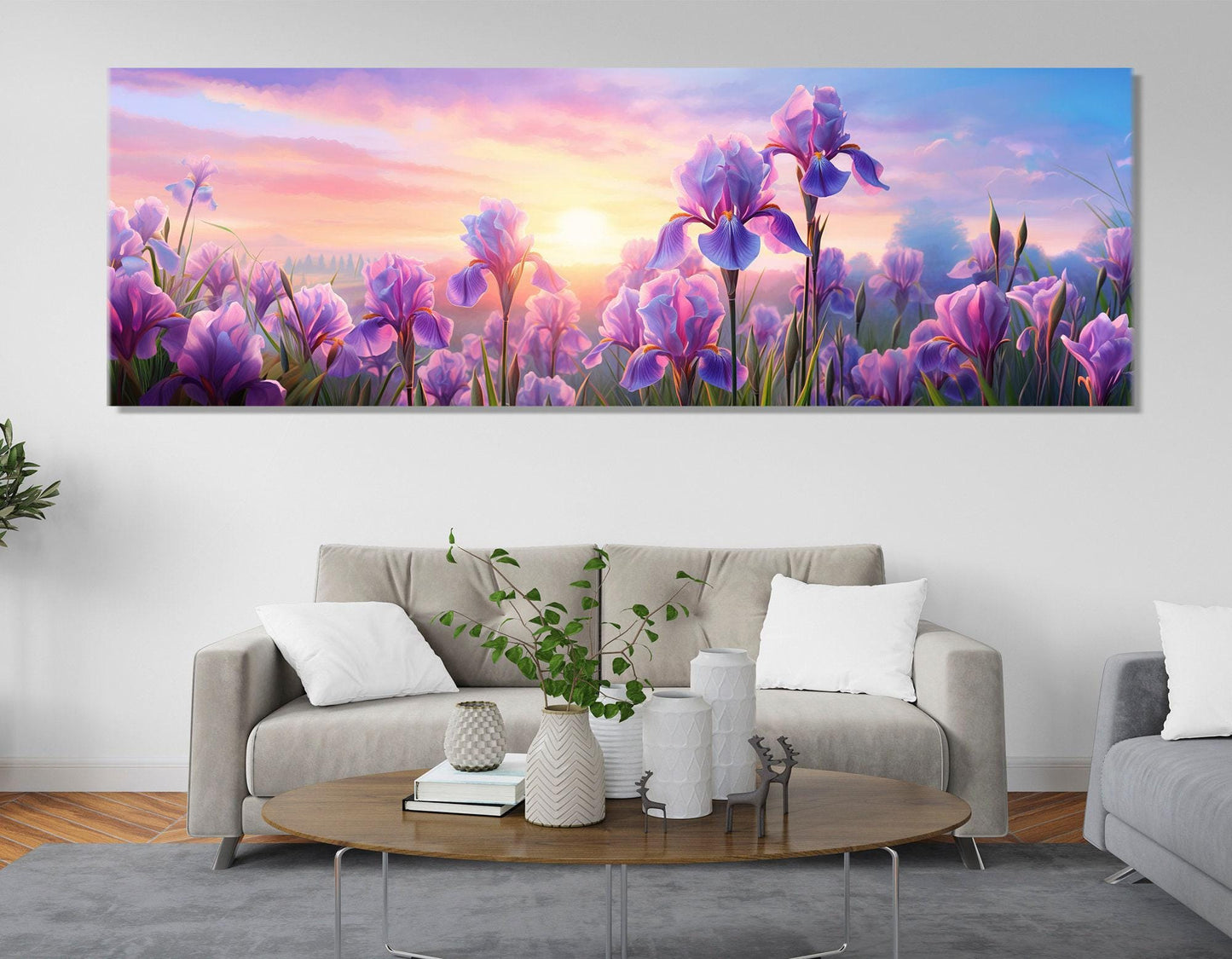 Iris Flowers Canvas - Large Floral Wall Art | Gallery Wrapped Cotton Print