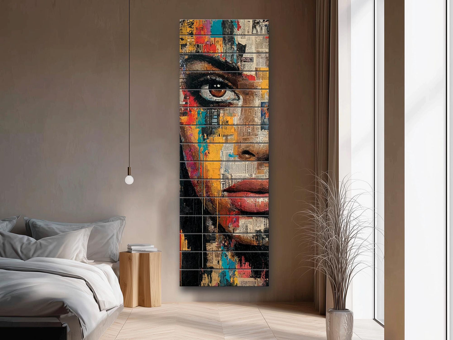 Abstract Expressionism Portrait | Black Woman Wood Wall Art – Mixed Media Print