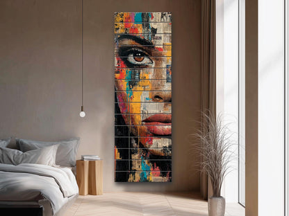 Abstract Expressionism Portrait | Black Woman Wood Wall Art – Mixed Media Print