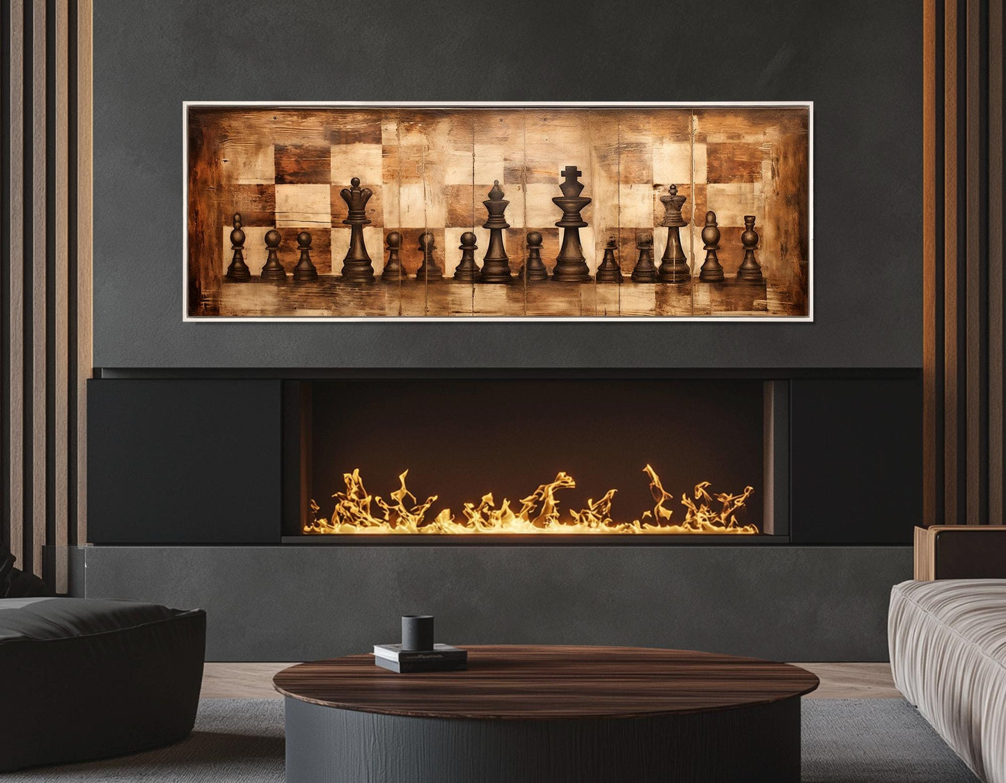 Chess Wall Art – Rustic Abstract Chess Canvas Print | Framed & Ready to Hang