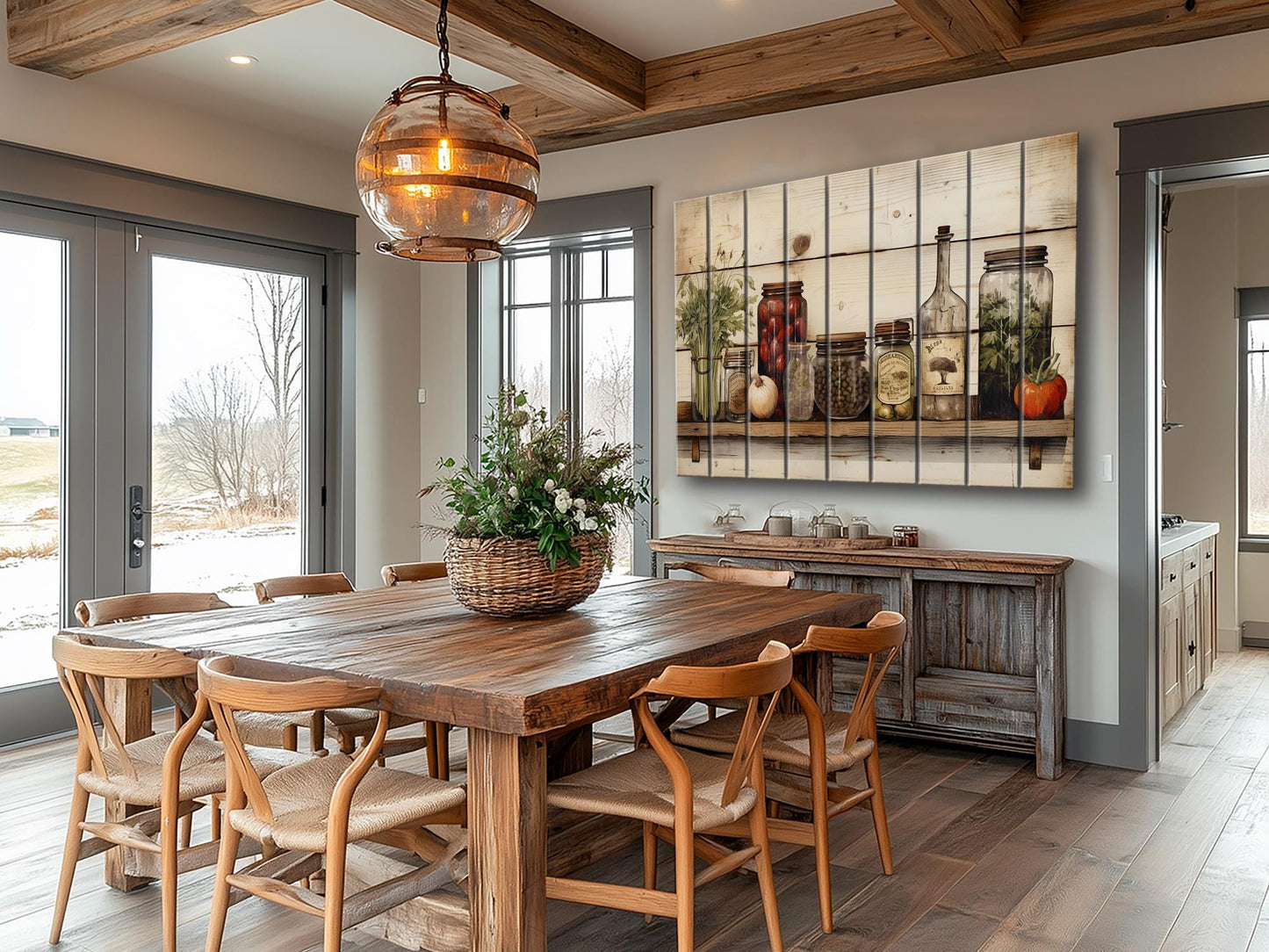 Rustic Kitchen Wall Art – Spices and Herbs Printed Wood Plank Decor