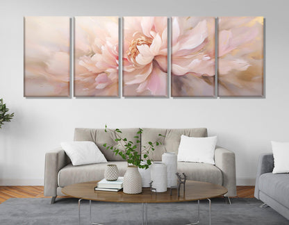 Pink Peony Canvas Art – Large Floral Painting | Gallery Wrapped Framed Canvas