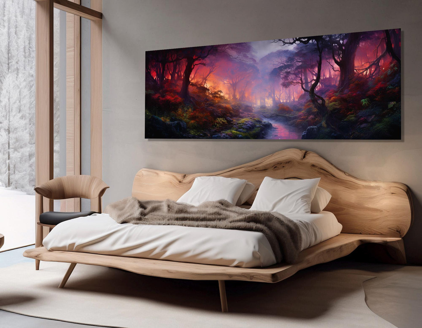 Mystical Forest Canvas Print – Fantasy Forest Painting | Large Dusk Wall Art
