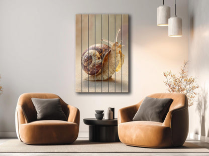 Snail Painting Wood Art – Whimsical Animal Print, Rustic Wood Wall Decor | Eco Friendly