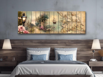 Golden Map Print – Rustic Wood Wall Art With Abstract Map Design On Pale Background