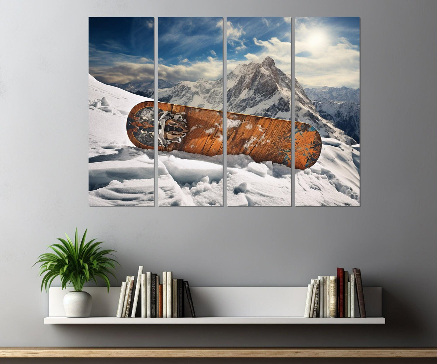 Snowboard Canvas Print – Abstract Snowboarding Wall Art | Ready to Hang Framed Canvas