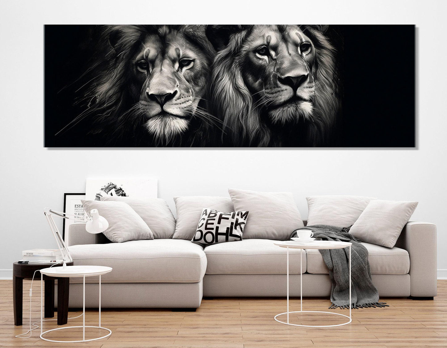 Lions Canvas Print - Scenic Lion Painting | Framed Canvas Art, Ready to Hang