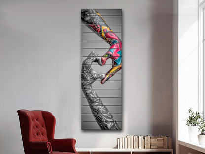 Tattooed Hands Print – Modern Love Art on Wood | Unique Tattoo Wall Decor