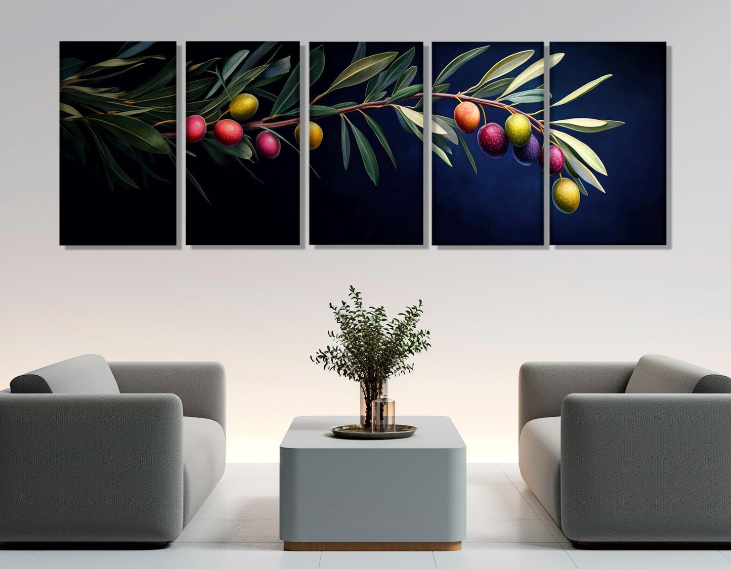 Olive Branch Canvas Print – Abstract Olive Tree Painting | Ready to Hang Framed Art