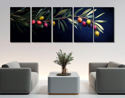Olive Branch Canvas Print – Abstract Olive Tree Painting | Ready to Hang Framed Art